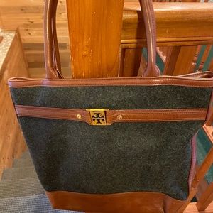Authentic  Flannel Tory Burch Shoulder Tote